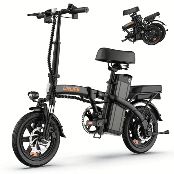 URLIFE 14 Inch Folding E-Bike 48V 7.5Ah 500W Power Removable & Fast Charge 40 Miles Hydraulic Front Suspension Dual Disc Brakes
