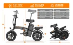 URLIFE 14 Inch Folding E-Bike 48V 7.5Ah 500W Power Removable & Fast Charge 40 Miles Hydraulic Front Suspension Dual Disc Brakes - Image 18