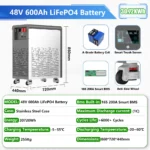 LiFePO4 48V 600Ah 300Ah Battery Pack 6500+ Cycles Bluetooth RS485 CAN BMS 51.2V 100Ah Solar Energy Storage Lithium AKKU EU STOCK - Image 2