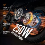 URLIFE T2 Adult 20-inch E-bike All-Terrain Fat Tire E-Mountain Bike 250W 48V 15.6Ah Battery Electric Bicycle - Image 14