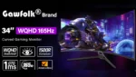 Gawfolk 34 Inch Ultrawide Curved Gaming Monitor, 1500R Curvature 165hz UWQHD, Curved Computer Screen with FreeSync, - Image 10