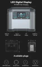 Outdoor Big Size Backup Lifepo4 Battery Emergency Lithium Cell UPS Camping Solar Generator 1500w Portable Power Station - Image 12