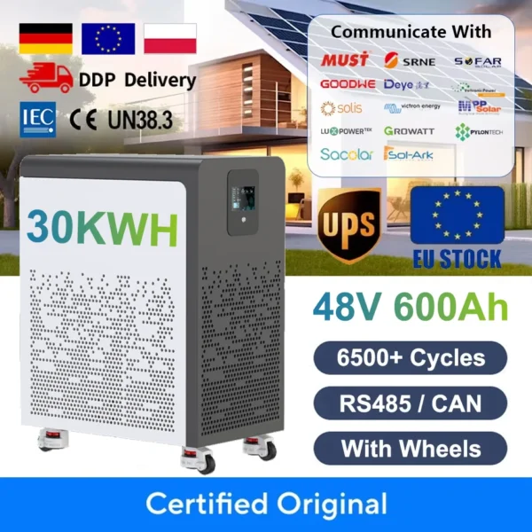 LiFePO4 48V 600Ah 300Ah Battery Pack 6500+ Cycles Bluetooth RS485 CAN BMS 51.2V 100Ah Solar Energy Storage Lithium AKKU EU STOCK
