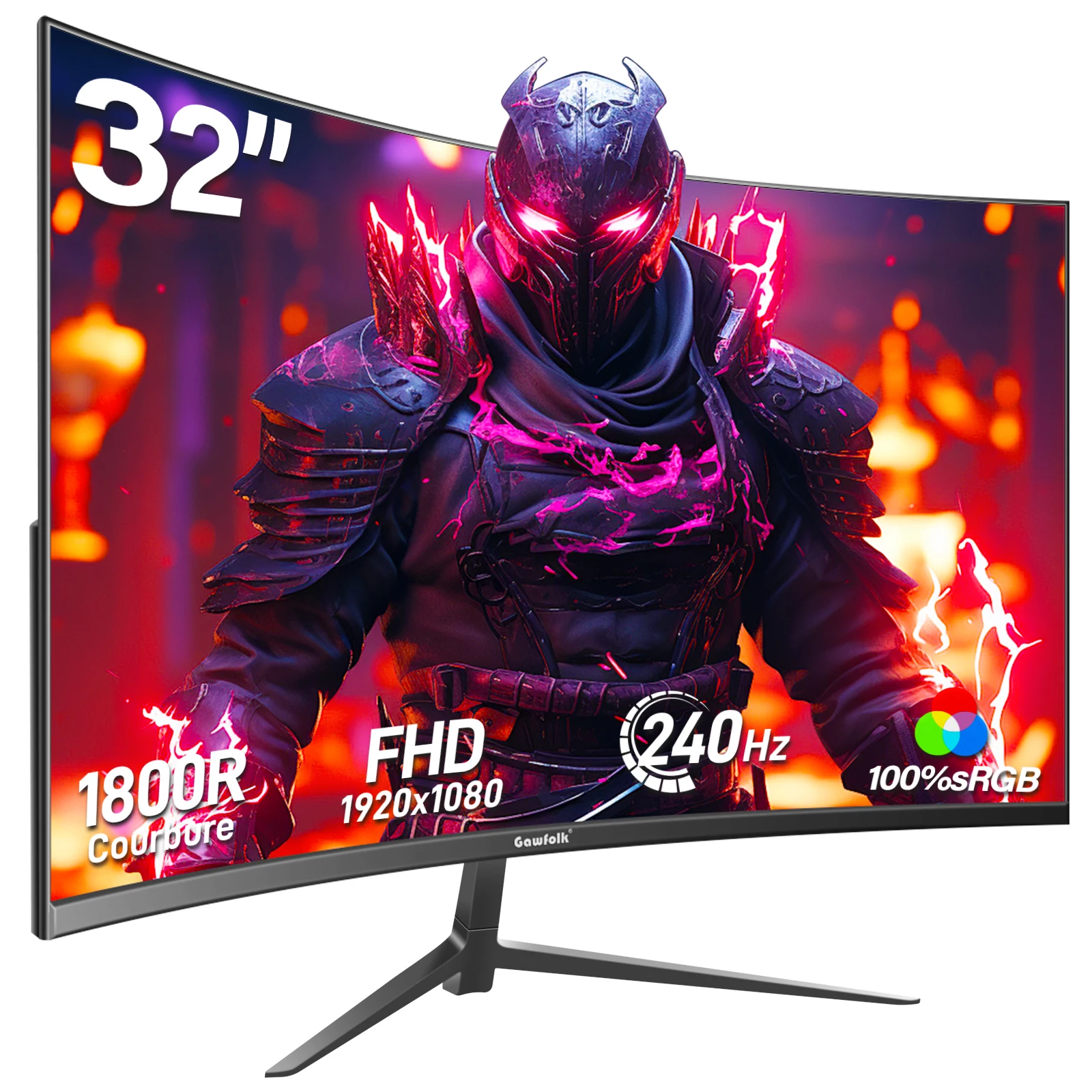 Sbf802de9170e41108ae7e6bf2b0ef4d67.webp Gawfolk 32 Inch Ultrawide Curved Gaming Monitor, 1800R Curvature 240hz FHD, Curved Computer Screen with FreeSync, - Image 1