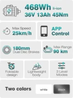 HITWAY BK5SL Electric Bike, 250W Motor E bike, 36V 13Ah Lithium Battery, Range up to 90KM, Foldable Bike Design, APP control - Image 3