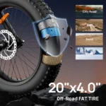 URLIFE T2 Adult 20-inch E-bike All-Terrain Fat Tire E-Mountain Bike 250W 48V 15.6Ah Battery Electric Bicycle - Image 15